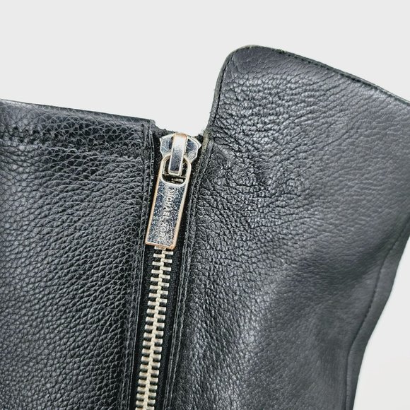 Michael Kors Tall Riding Boots 7 M Black Leather Almond Toe Knee High Side Zip - Picture 11 of 14